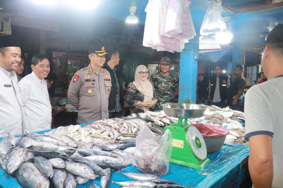 Kapolres Pelalawan Pantau Stok dan Harga Sembako di Pasar Tradisional