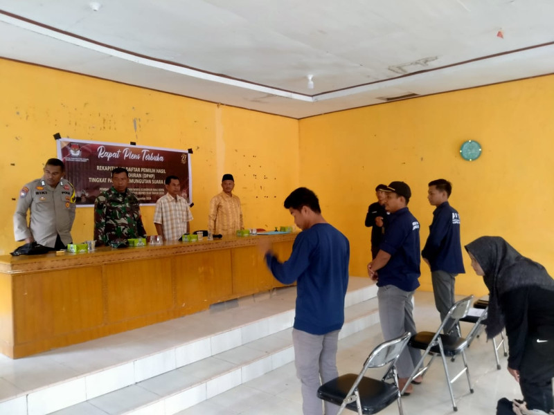 Babinsa Koramil 03/Minas Serma Benriyadi Hadiri Rapat Pleno Terbuka Rekapitulasi DPHP Pemilukada 2024 di Lubuk Umbut