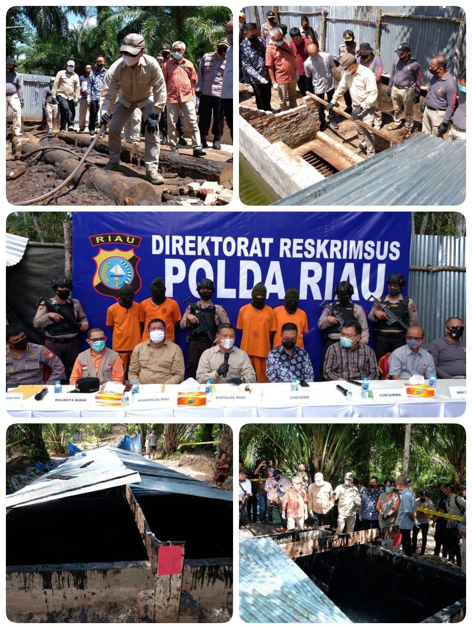 Polda Riau Bongkar Sindikat Penyulingan Minyak Illegal Di Dumai, 4 Orang Diringkus, 1 DPO