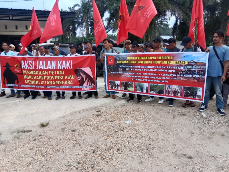 Konflik Lahan Dengan PT RPI, Petani Inhu Gelar Aksi Jalan Kaki Menuju Istana Presiden! Ini Tuntutannya