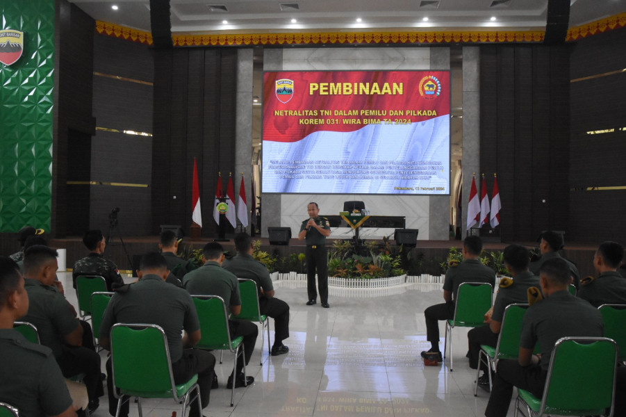 Korem 031/WB Gelar Sosialisasi Netralitas TNI Dalam Pemilu Tahun 2024