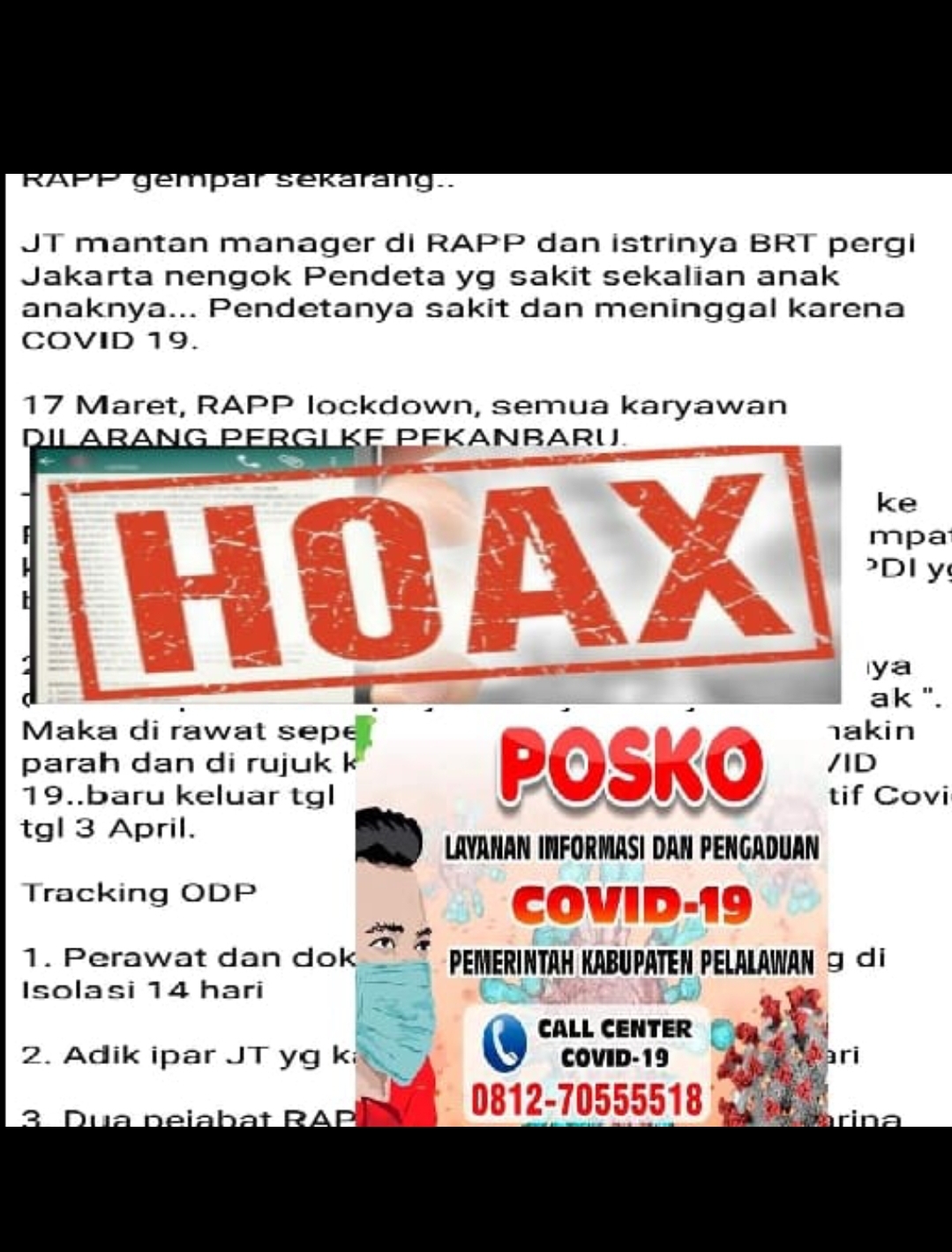 Beredar Informasi HOAX PT RAPP Klarifikasi WA COVID -19