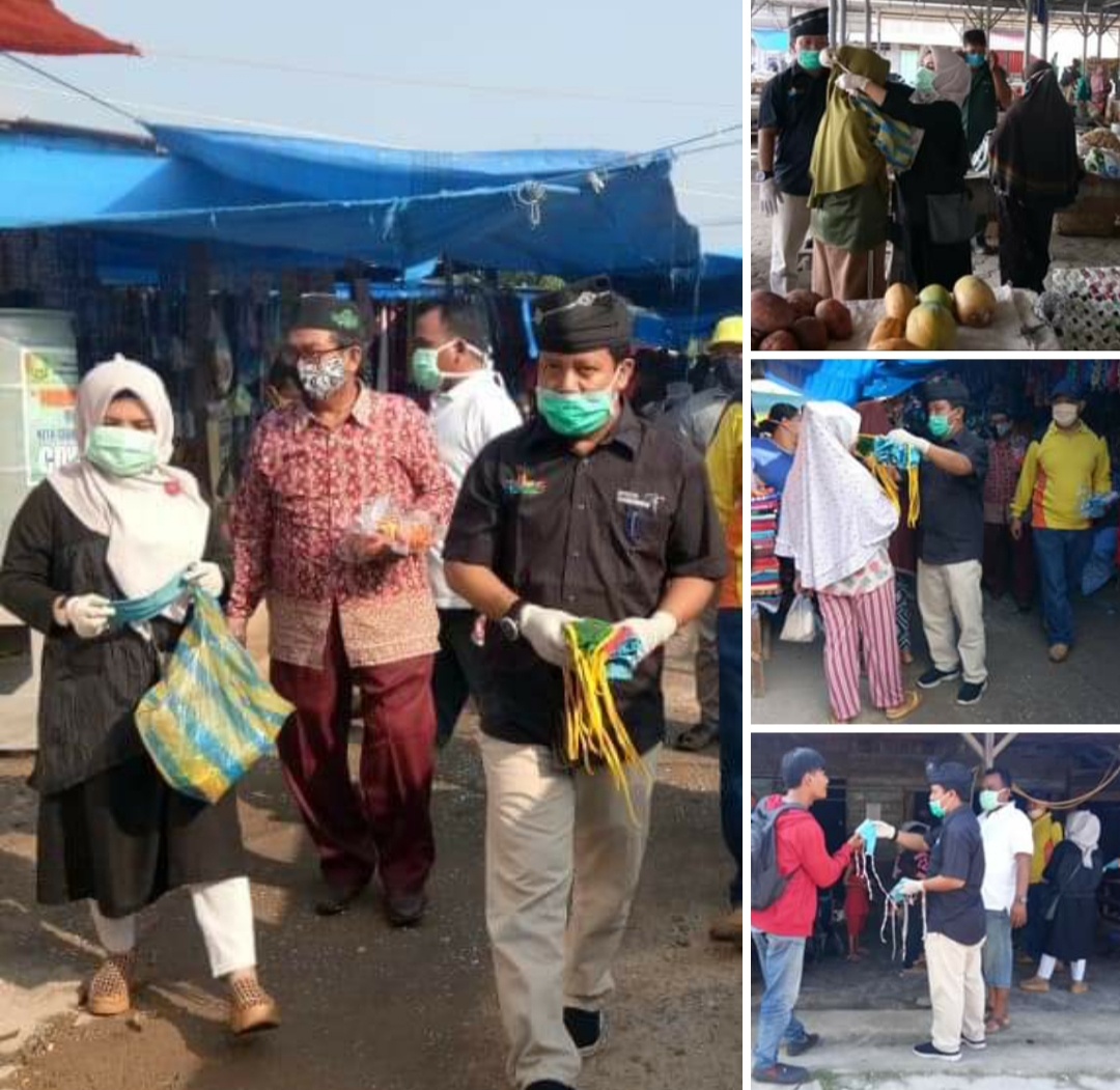 Upika Bungaraya Berbagi Masker Dari Pasar Ke Pasar