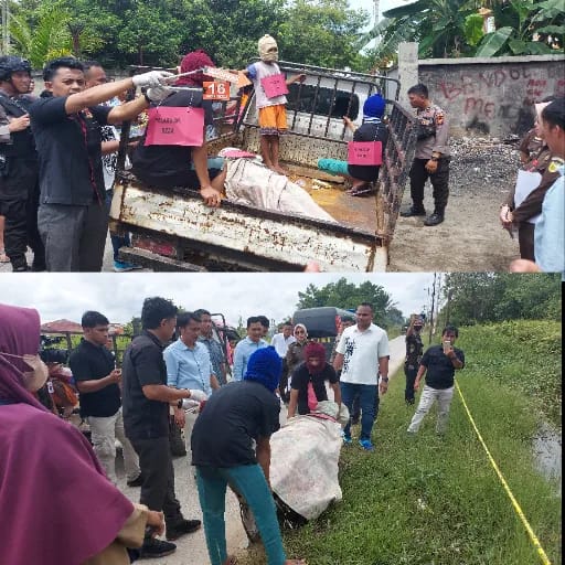 Polres Pelalawan Rekonstruksi Pembunuhan Dan Pembuangan  Mayat Di Parit