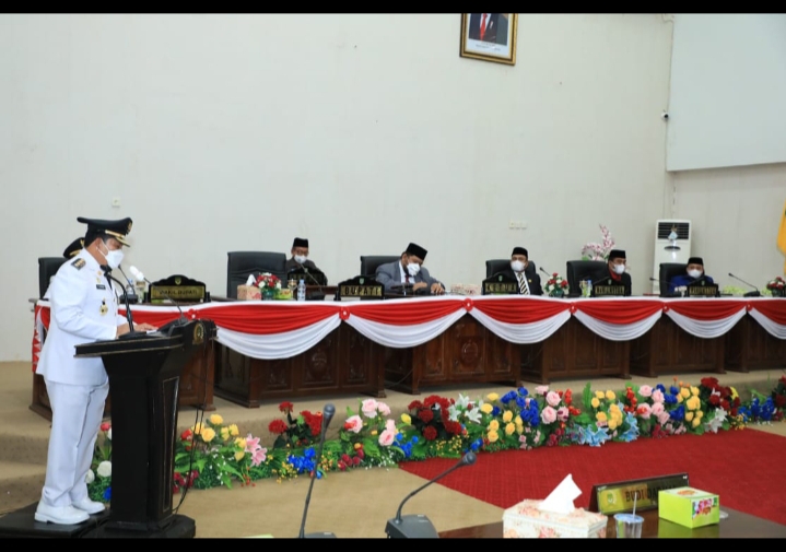 Rapata Paripurna DPRD, Pidato Penyampaian Perdana Bupati Terpilih H.Sukiman-H.indra Gunawan