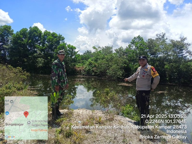 Bhabinkamtibmas Polsek Kampar Kiri Hilir  Gencar Cegah Karhutla,  Pantau Embung dan Sosialisasi Ancaman Hukuman!