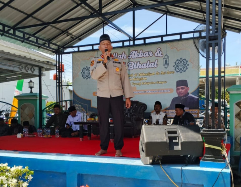 Kapolsek Tapung Hadiri Tabliqh Akbar Antar Desa se Sei Garo di Masjid Nurul Muhajirin Desa Indrasakti