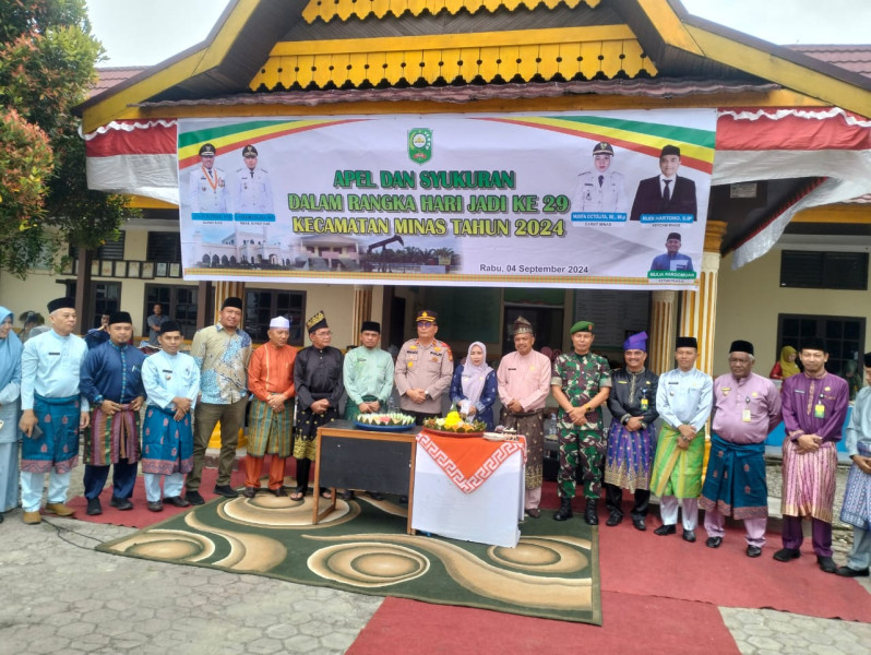 Danramil Minas Dan Personil Ikuti Apel Syukuran HUT Kecamatan Minas Ke-29 Tahun 2024