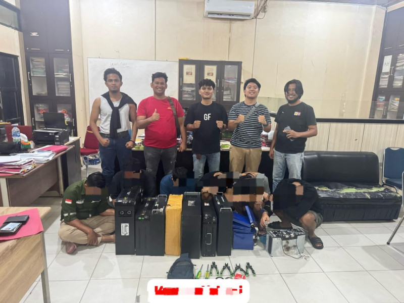 Polres Kampar Berhasil Bekuk Komplotan Spesialis Pencurian Tower di 10 TKP dan ungkap 9 LP, 7 Baterai Litium Disita