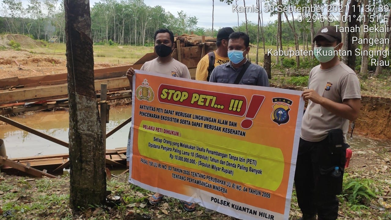 Lagi! Kapolsek Kuantan Hilir Pimpinan Oprasi Penertiban Aktivitas PETI di Kasang Limau Sundai