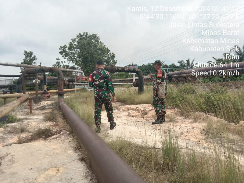 Demi Keamanan OVN, Sejumlah Babinsa Koramil 03/Minas Patroli Keamanan di Area Operasi SKK Migas PT. PHR