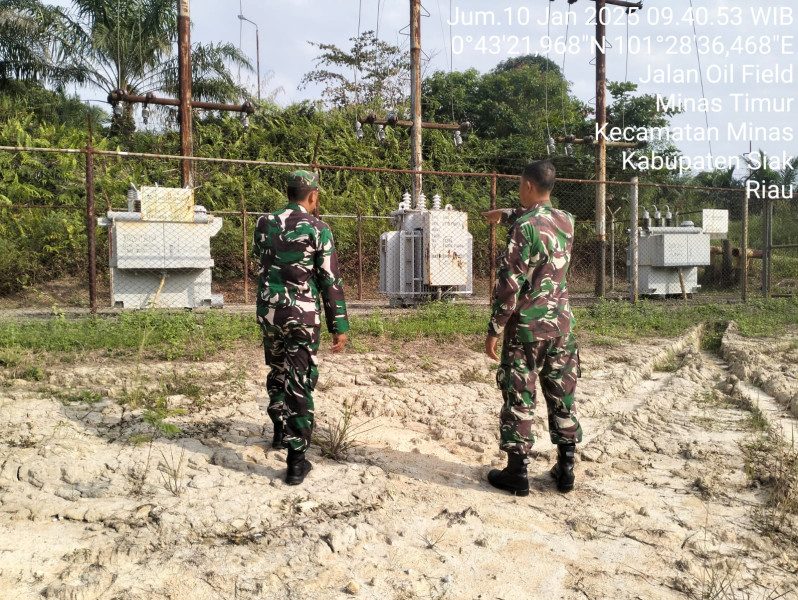 Jaga Keamanan Objek Vital Nasional Di PT PHR, Babinsa Koramil 03/Minas Patroli Secara Intensif