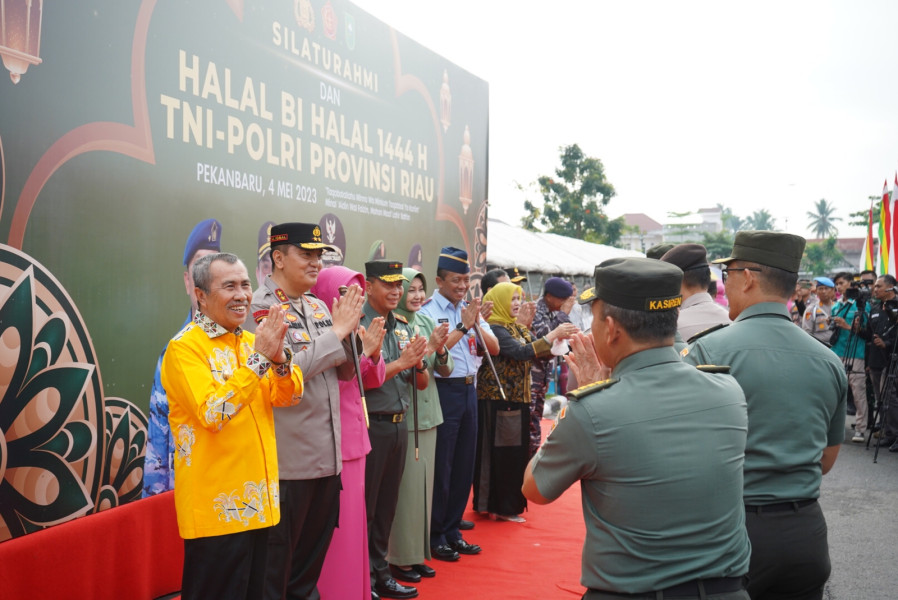 Gubri Apresiasi Halal Bihalal Di Polda Riau, Meningkatkan Semangat Kebersamaan Dan Sinergitas Pemprov Dan TNI-Polri