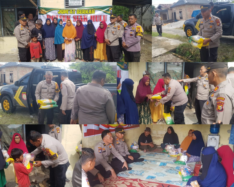 Program Jumat Berkah Polsek Siak Hulu Terus  Salurkan Bantuan Sembako Kepada Masyarakat Dan Juga Melakukan Cooling Sytem Di Wilayah Hukumnya