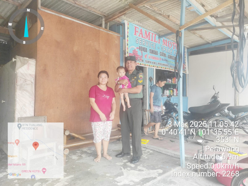 Babinsa Koramil 04/Perawang Pantau Kondisi Anak Stunting di Kecamatan Tualang, Siak