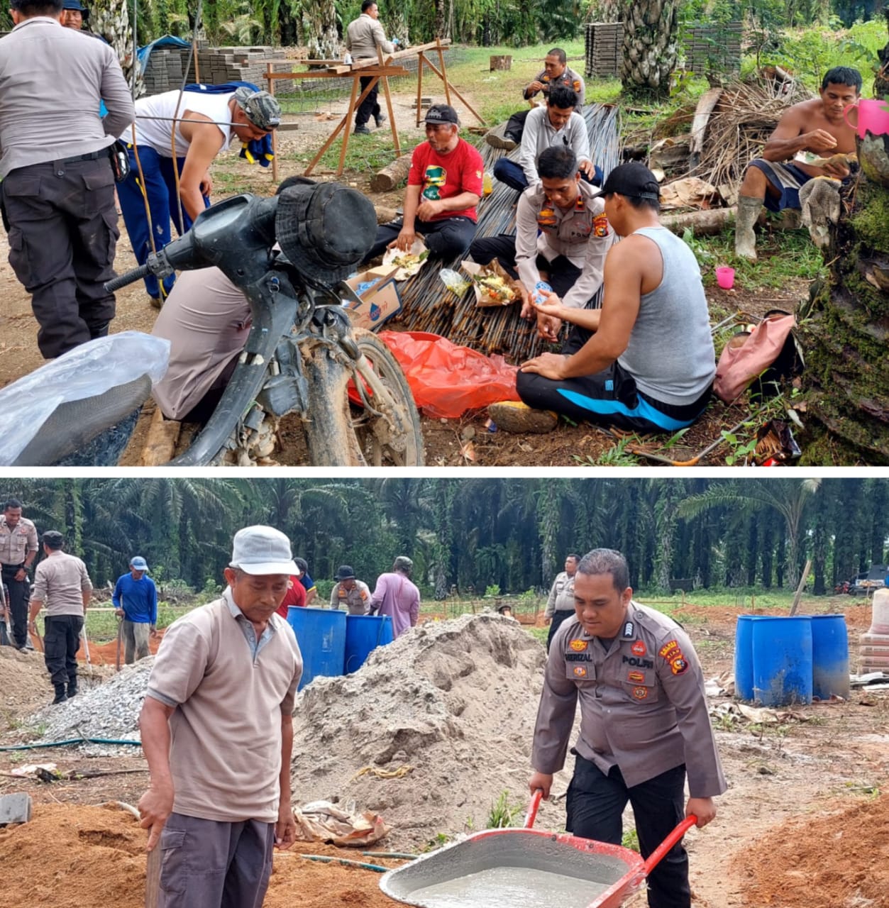 Kapolsek  Dan Personilnya Turun Langsung Melakukan Gotong Royong Bersama Masyarakat