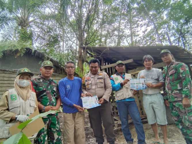 Kopda AKP Hutagalung Lakukan Pendampingan Vaksinasi Hewan Ternak Untuk Cegah PMK di Kelurahan Minas Jaya 