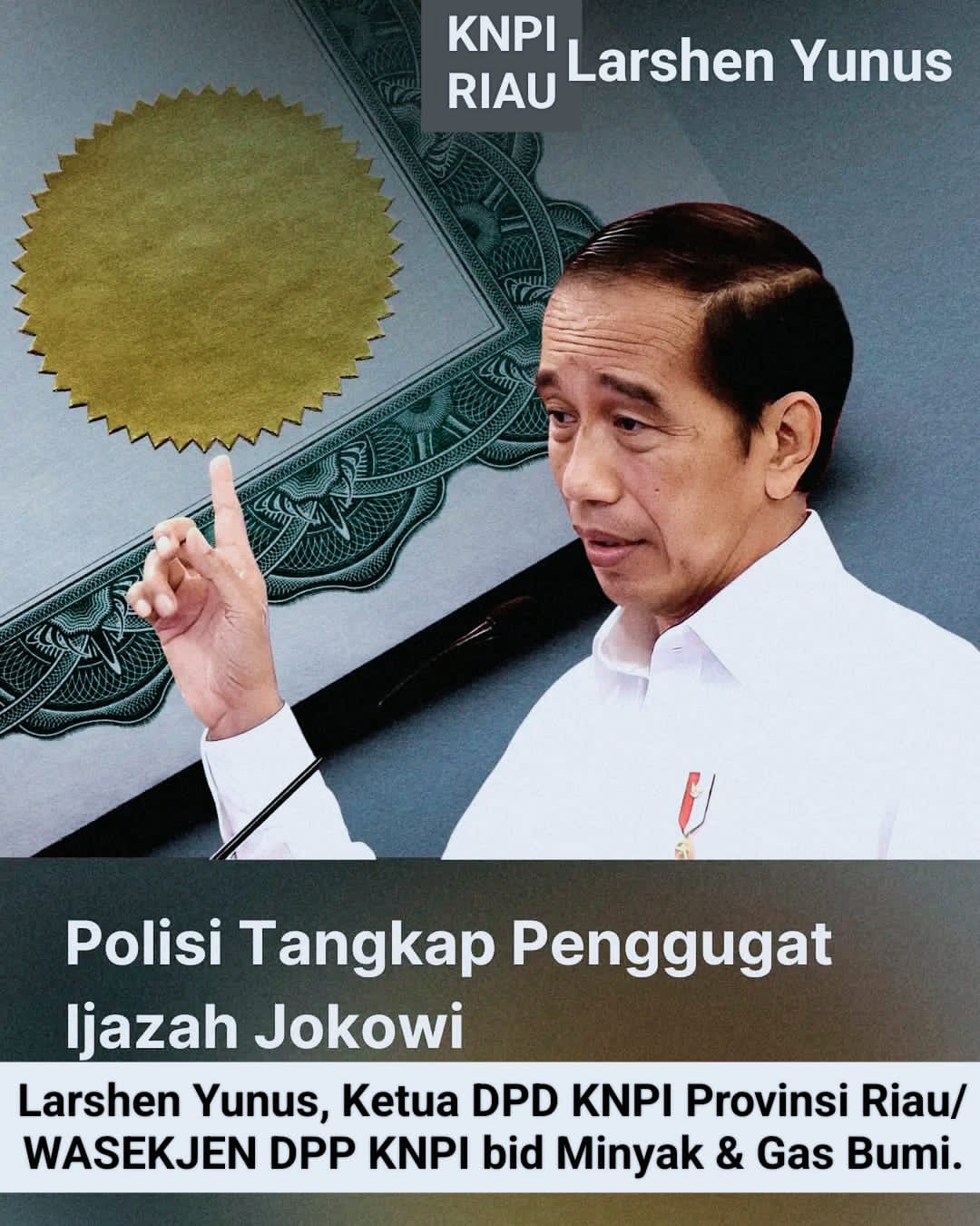 Tangkap Penggugat Ijazah Presiden Joko Widodo, KNPI Nilai Polri Terlalu Cerdas