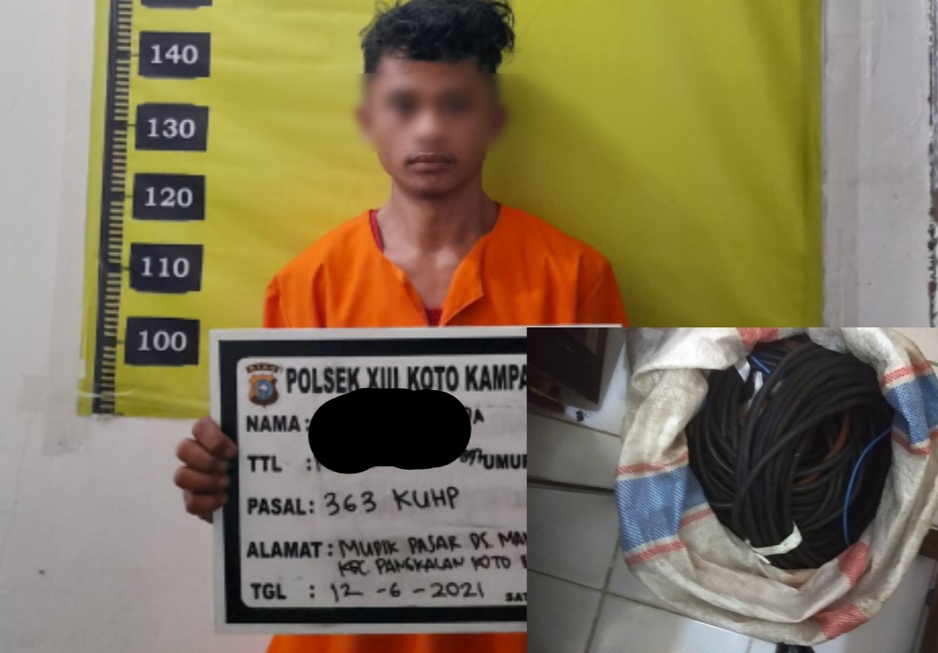 Unit Reskrim Polsek XIII Koto Kampar Berhasil Menangkap Pencurian Kabel Milik PT Axis Mitra Utama