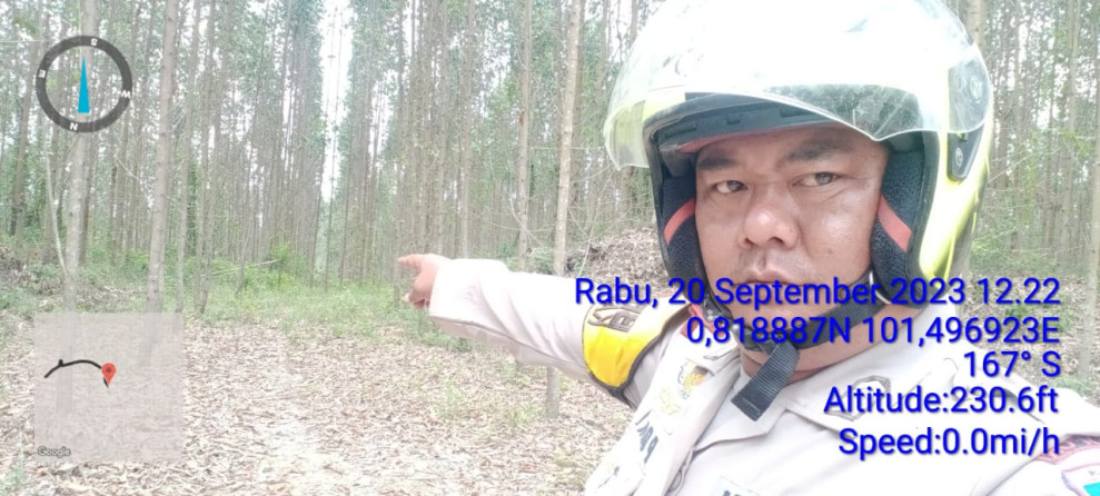 Bhabinkamtibmas Polsek Minas Patroli Karhutla dan Sosialisasikan Larangan Membakar Hutan Ataupun Lahan