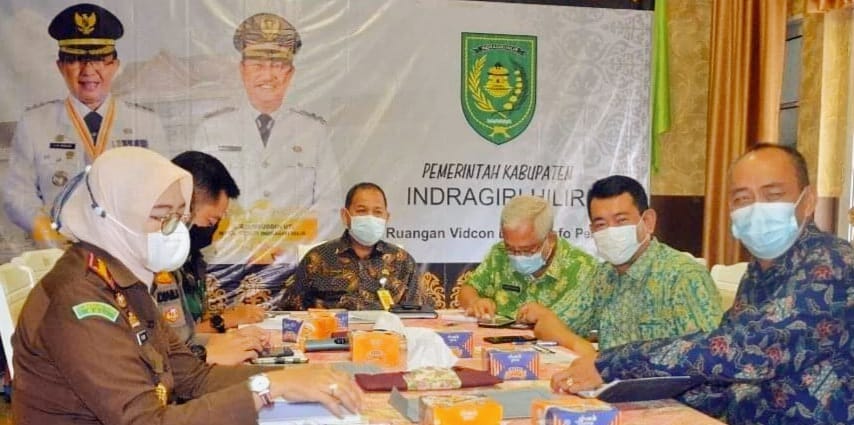 Bersama Gubernur Riau Bupati Inhil Mengikuti Rakor, Terkait Peningkatan Pasien Covid 19