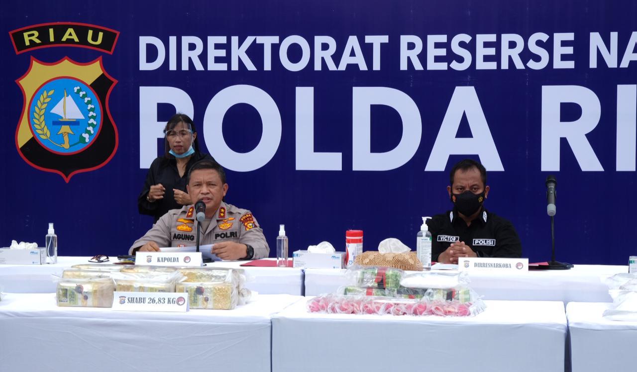 Musnahkan 26,83 KG Sabu, Kapolda : Terus Buru Pengedar & Kita Wujudkan Riau Bebas Narkoba