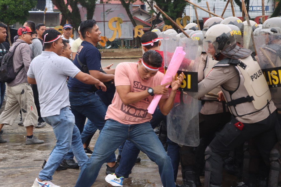 Siap Hadapi Pilkada, Polres Inhu Gelar Sumulasi Sispamkota