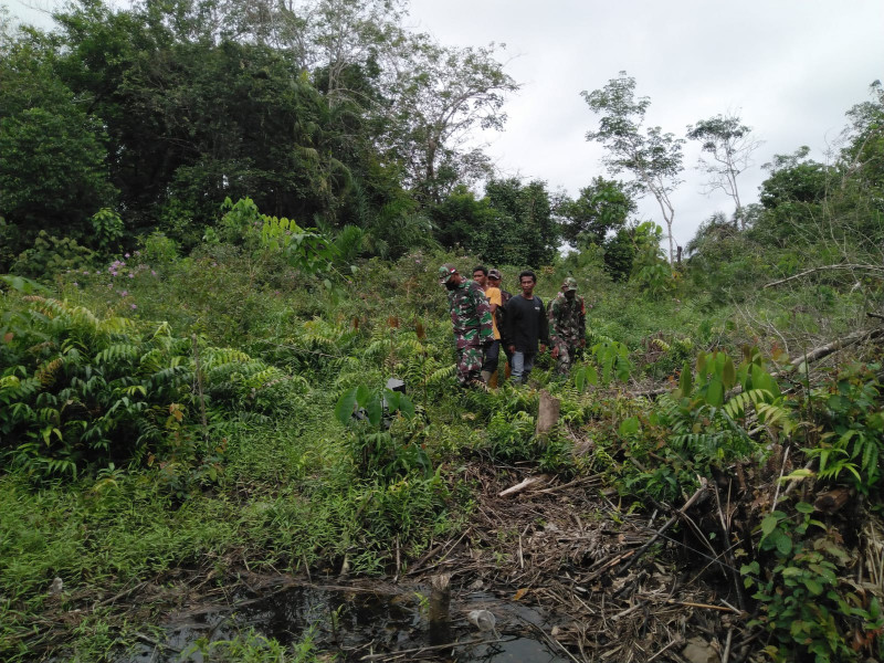 Babinsa Koramil 03/Minas Serkan R.Girsang Giat Penanggulangan Karhutla Serta Berpatroli di Kampung Sungai Selodang