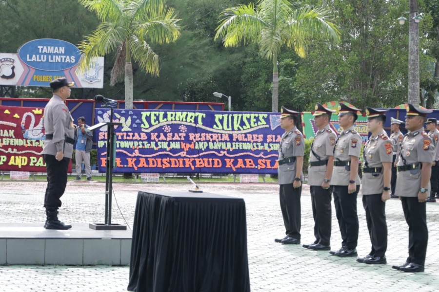 Kapolres Siak Pimpin Sertijab Kasat Reskrim dan Kapolsek Tualang Serta Penyerahan Jabatan Kasi Propam