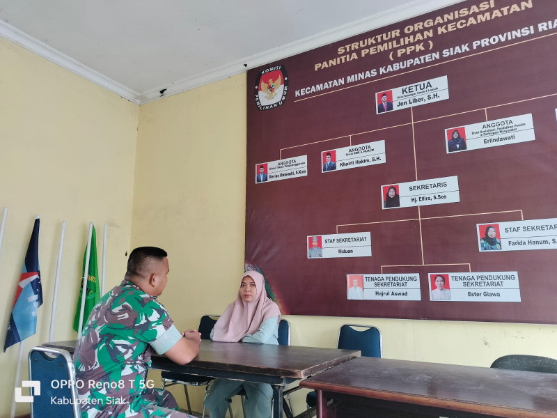 Kopda AKP Hutagalung Babinsa Koramil 03/Minas Pantau Terus Pemilukada di Kantor PPK Minas