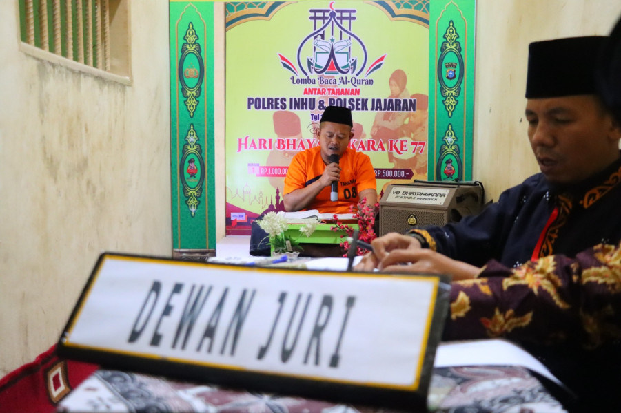 Hebat, Sariadi Juara Pertama Lomba Baca Al-Quran Antar Tahanan Polres Inhu