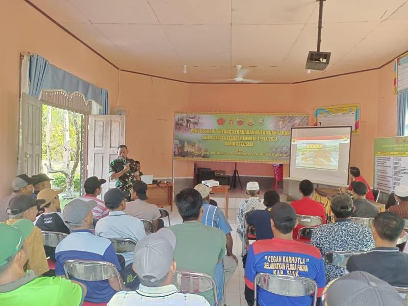 Penyuluhan Karhutla Di Kampung Sungai Tengah Menjadi Fokus TMMD Ke-119 Kodim 0322/Siak