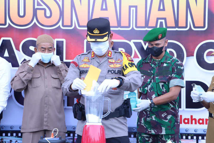 Polres Inhil Musnahkan Barang Bukti Hasil KRYD Operasi Tertib Ramadhan Lancang Kuning 2023