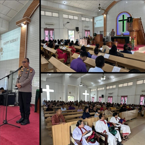 Sambangi Jemaat Gereja, Polsek Minas Gelar Minggu Kasih dan Cooling System Sosialisasikan Pilkada Damai