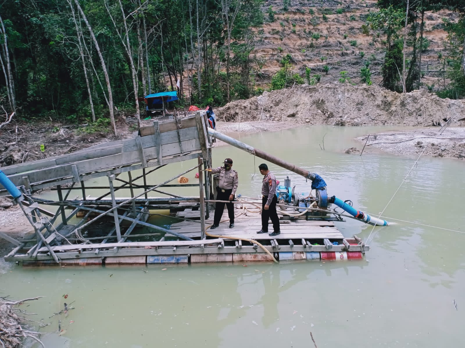 Polsek Singingi Grebek Pertambangan Emas Ilegal di Desa Sungai Bawang