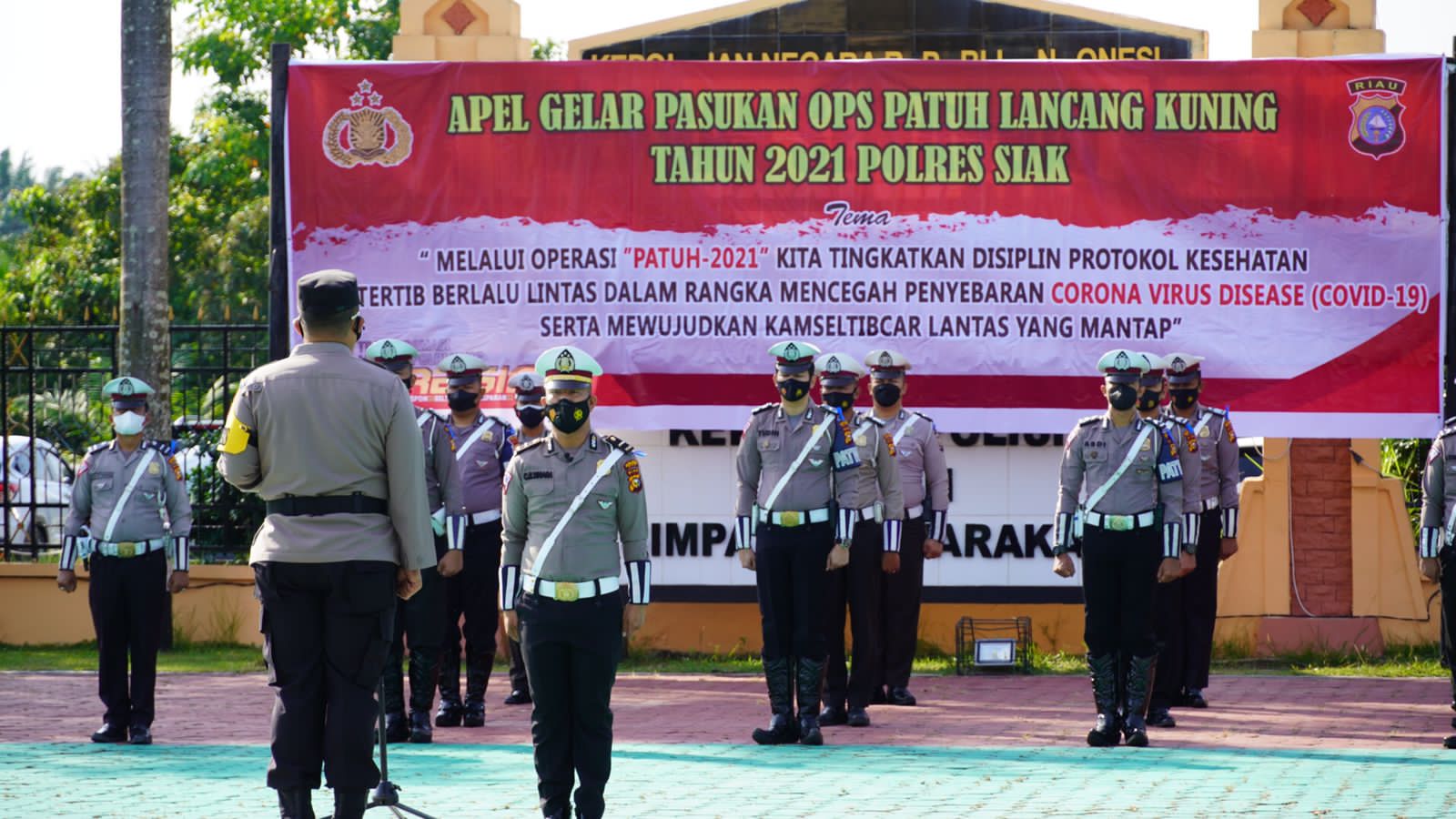 Polres Siak Laksanakan Apel Gelar Pasukan Operasi Patuh Lancang Kuning Tahun 2021
