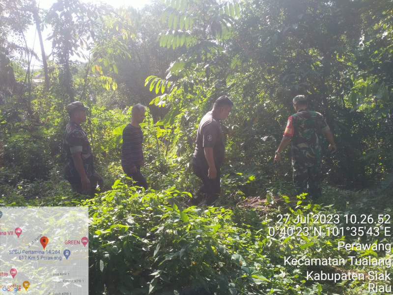 Cegah Kebakaran Lahan di Kelurahan Perawang, Babinsa Koramil 04/Perwang Serma Edy S dan Serda Laila Giat Penanggulangan Karhutla Dengan Berpatroli 