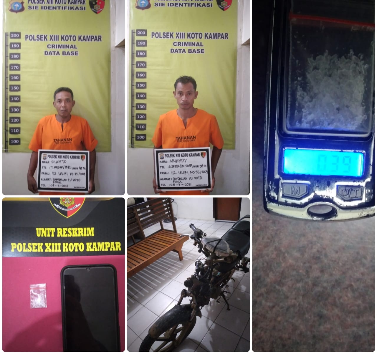 Tim Candi Crime Hunter Polsek XIII Koto Kampar Ungkap 2 Kasus Narkoba Dalam Sehari