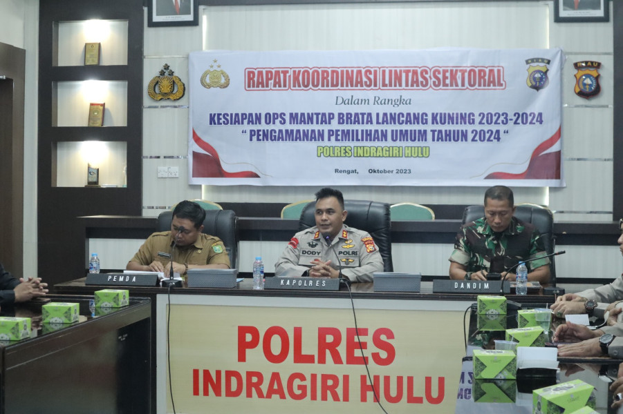 Kapolres Inhu Pimpin Rakor Lintas Sektoral Jelang Ops Mantap Brata LK 2023-2024