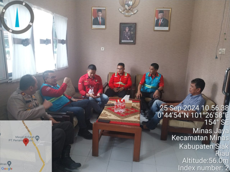 Kapolsek Minas Pimpin Giat Silaturahmi Kamtibmas Cooling System Pilkada Bersama Manager PLN Rumbai - Minas