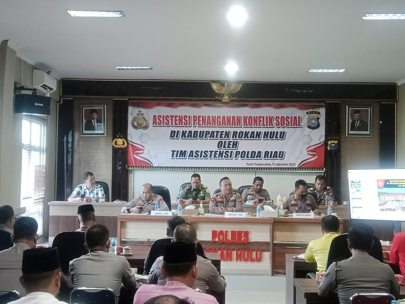 Dalam Penanganan Konflik Sosial, Polres Rohul Bersama Stakeholder Terima TIM A Asistensi Polda Riau