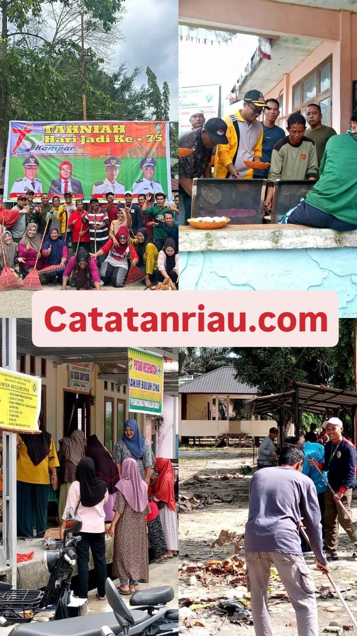 Menakjubkan, Semangat Gotong Royong Pemerintahan Desa Buluhcina Dalam Rangka HUT Kabupaten Kampar 75 Tahun