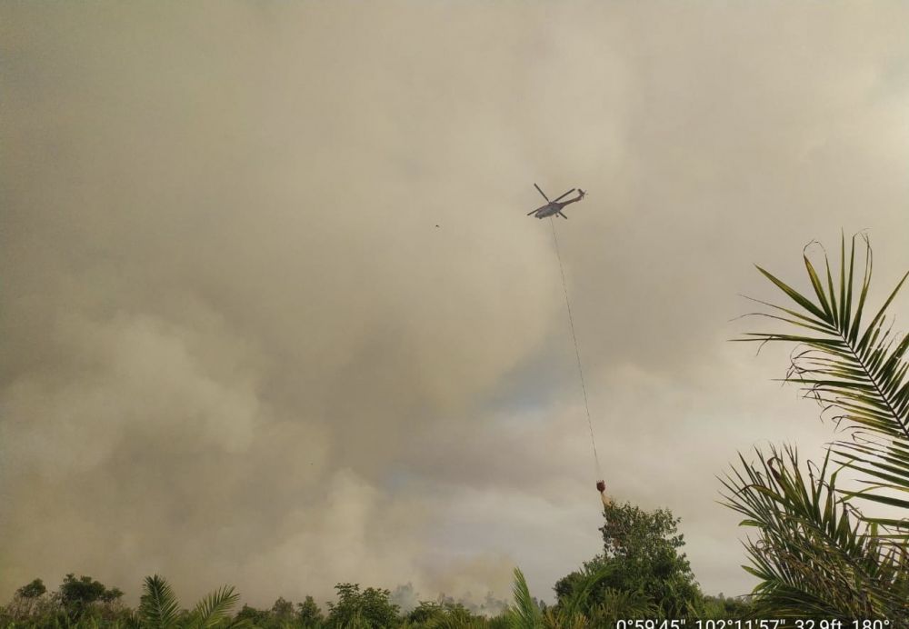 Karhutla di Riau Kian Meluas, 2 Heli Superpuma Lakukan Water Bombing