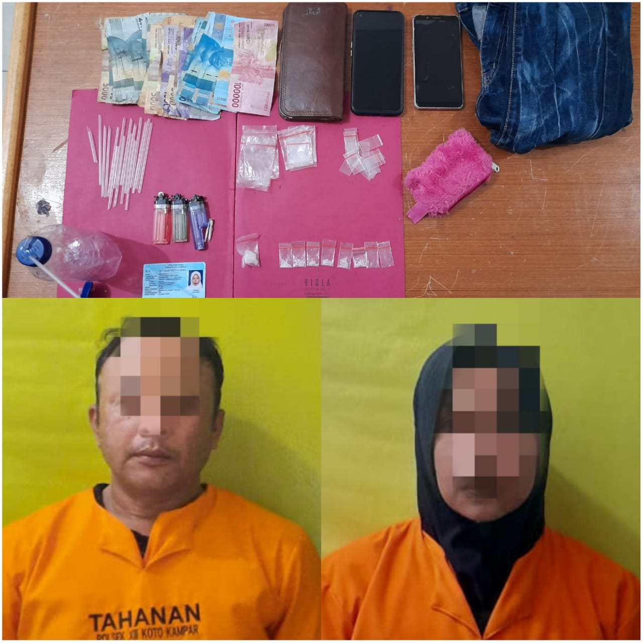 Suami Istri Jualan Shabu Diringkus Unit Reskrim Polsek XIII Koto Kampar