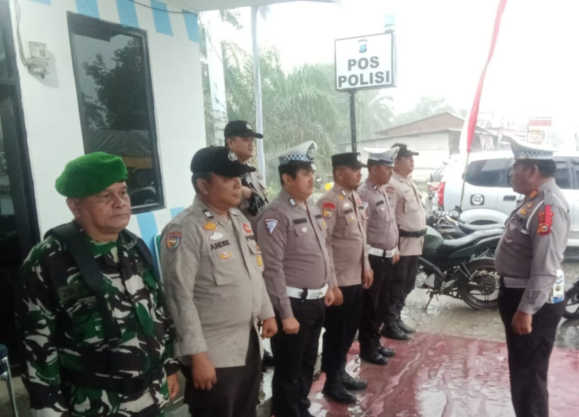 Pelda Zulkifli Ikuti Pelaksanaan Apel Pengecekan Pos Pengamanan Nataru di Simpang Exit Tol Minas