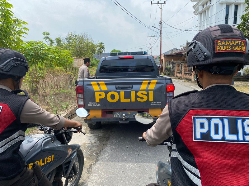 Polres Kampar Patroli di Pemukiman Masyarakat Yang Ditinggalkan Mudik