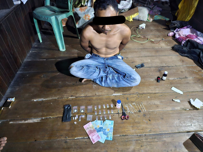 Tim Mata Elang Satres Narkoba Polres Kuansing Ungkap Tindak Pidana Narkotika Jenis Shabu di Desa Kopah
