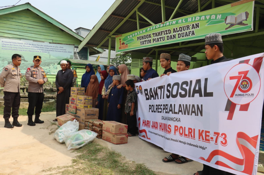 HUT Humas Polri Ke-73, Polres Pelalawan Gelar Bakti Sosial dan Tingkatkan Semangat Kamtibmas Menuju Pilkada 2024