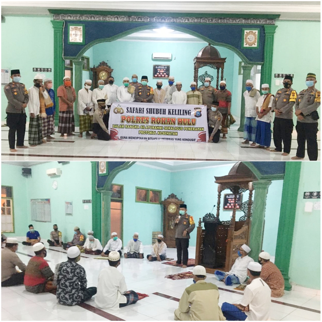 Polres Rohul Melakukan Sholat Subuh Sekaligus Silaturahmi Dengan Jamaah