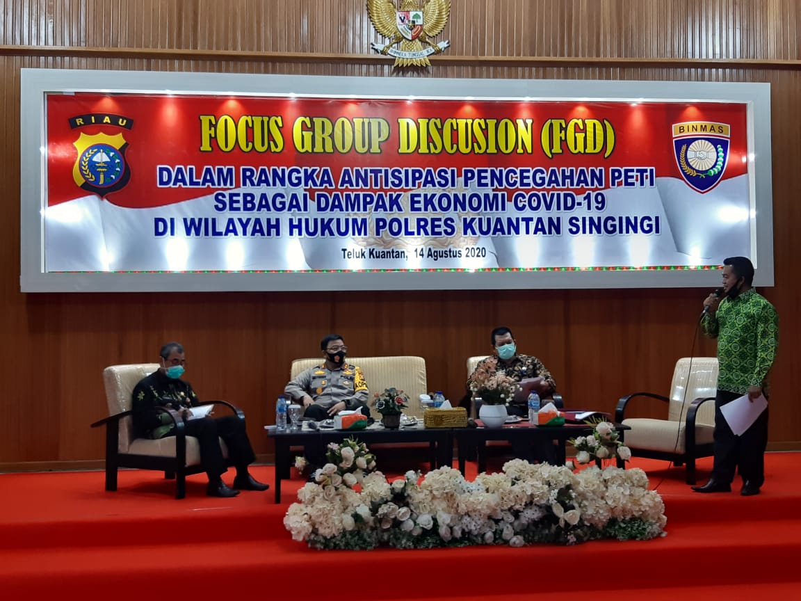 Polres Kuansing Helat FGD Guna Antisipasi Pencegahan Peti Sebagai Dampak Ekonomi Covid-19